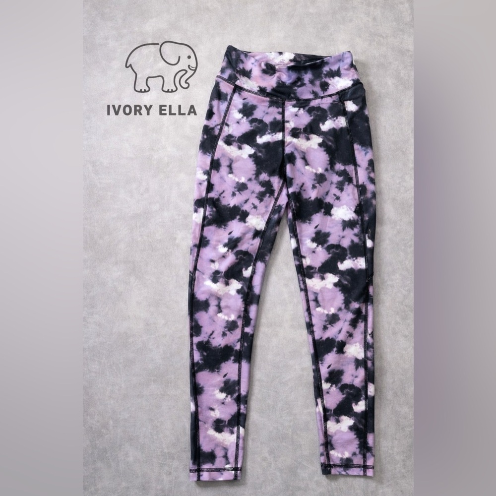 Ivory Ella Purple and Black Tie-Dye Leggings